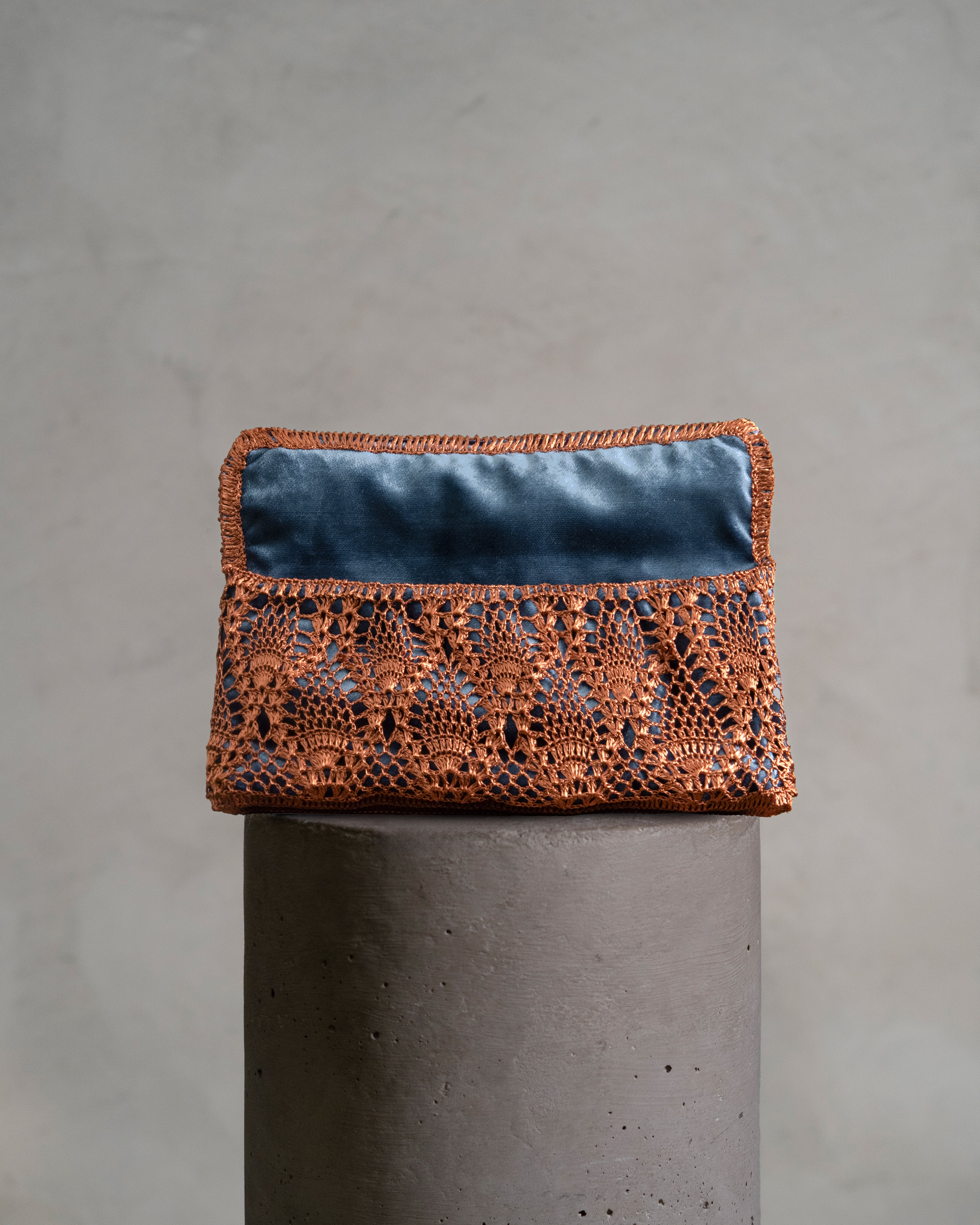 Pineapple Clutch - Copper & Blue Lining