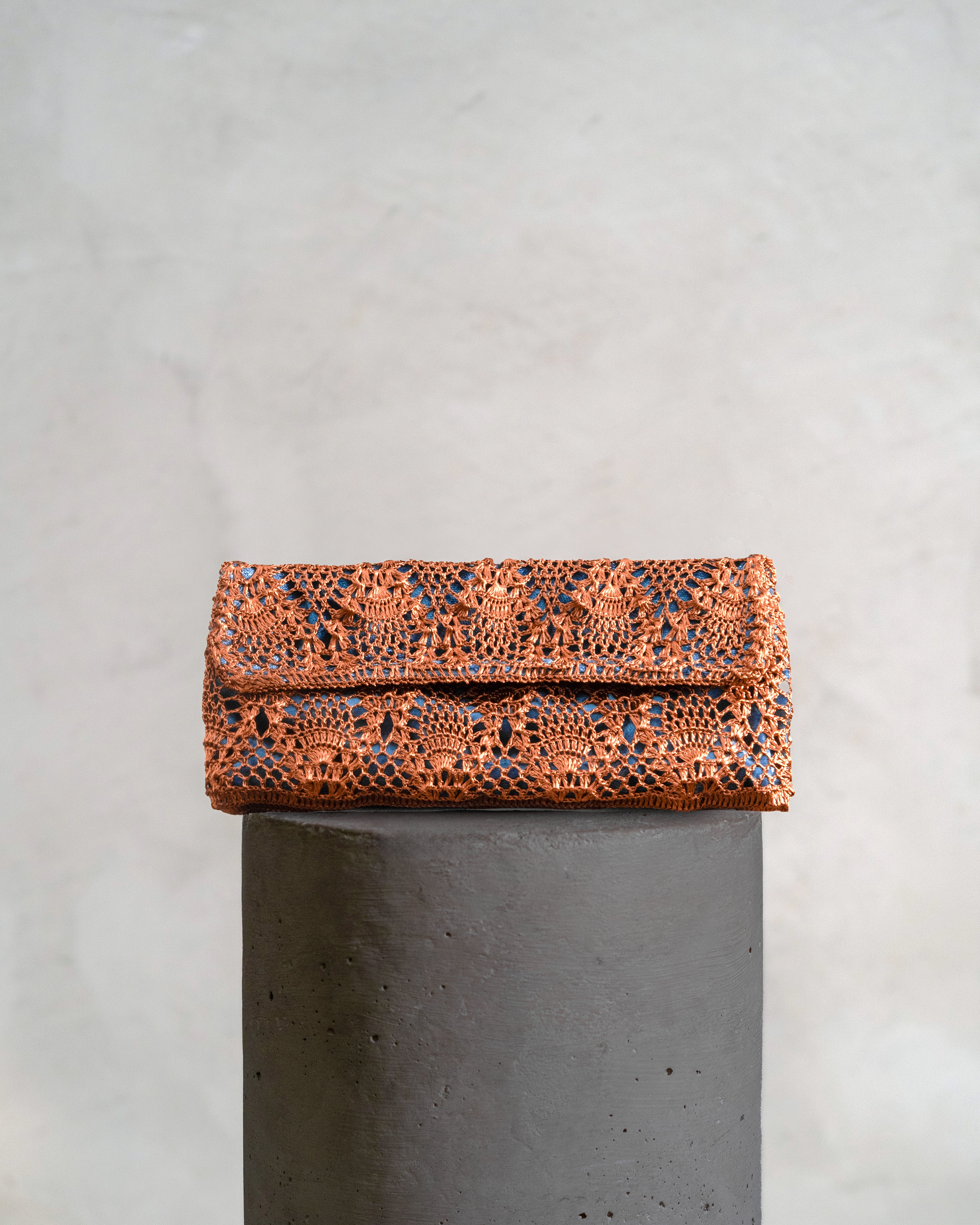 Pineapple Clutch - Copper & Blue Lining