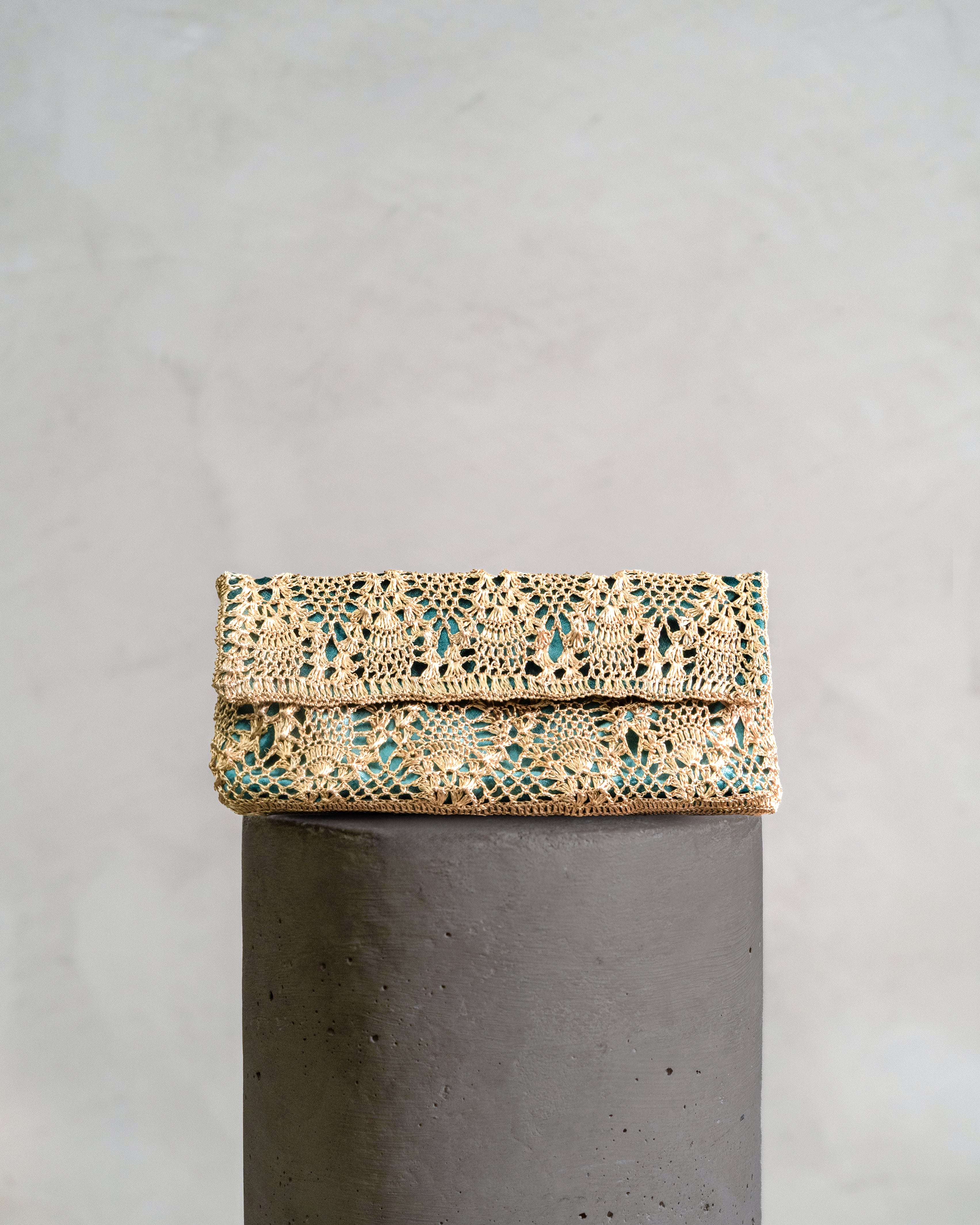 Pineapple Clutch -  Gold & Emerald Lining
